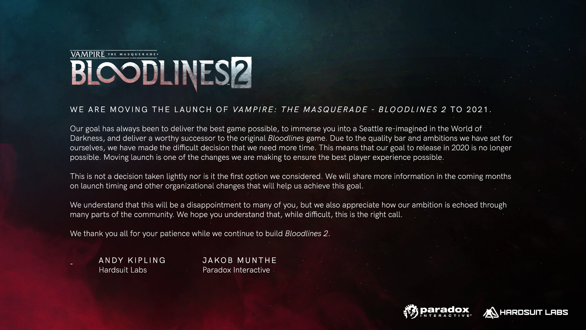 Vampire Bloodlines 2 report