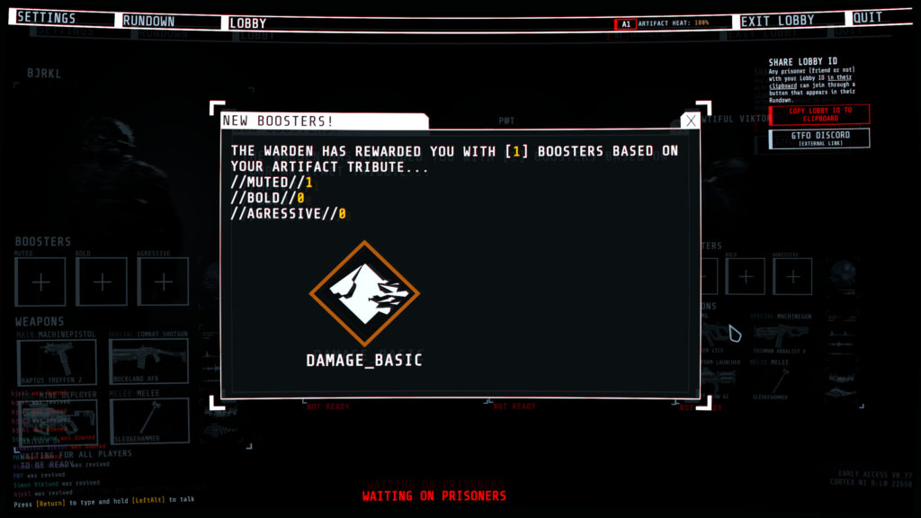 GTFO Rundown Rebirth Boosters