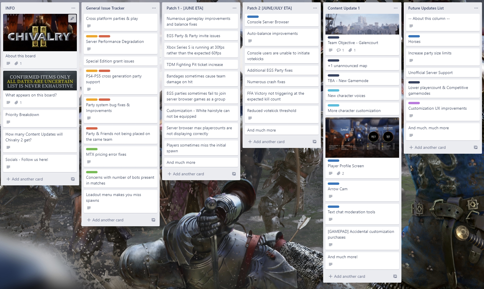 Chivalry 2 roadmap