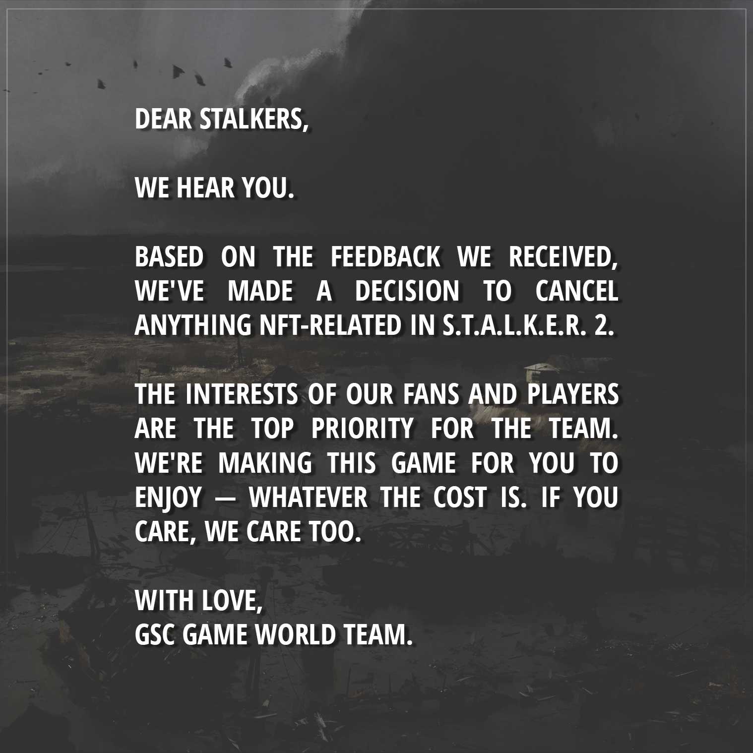 STALKER 2 NFT annulé