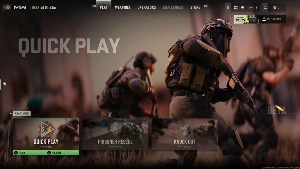 Call of Duty Modern Warfare II menu