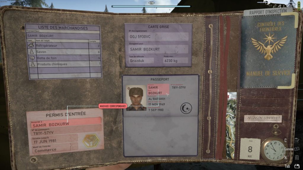 Contraband Police - vérification des papiers