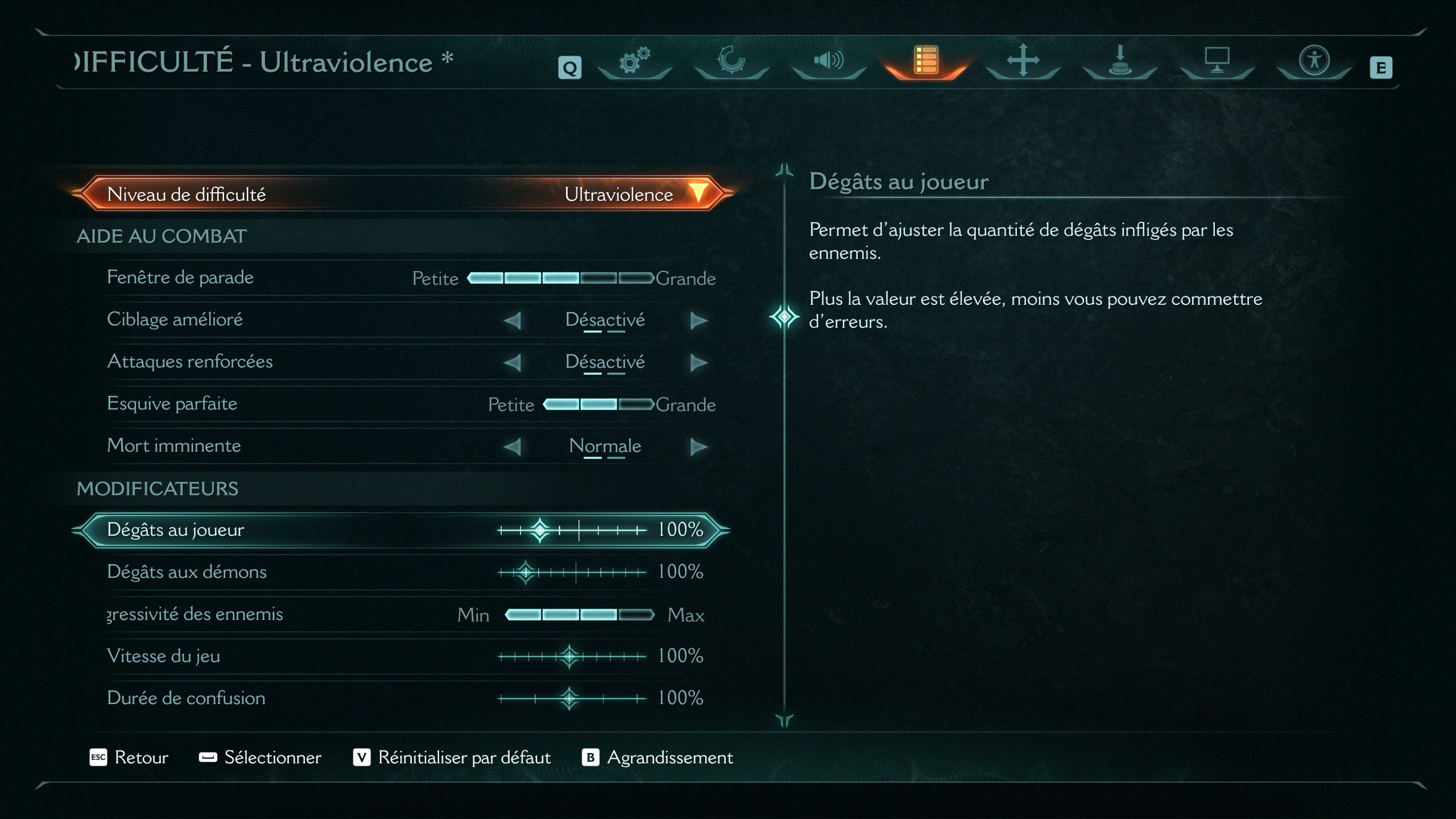 DOOM: The Dark Ages Revelations - menu de difficulté